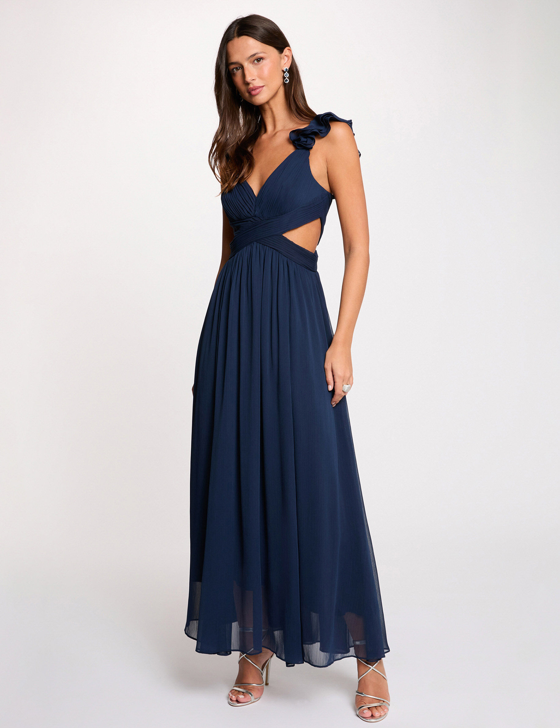 Maxi Loose Straight Dress Navy Blue Women
