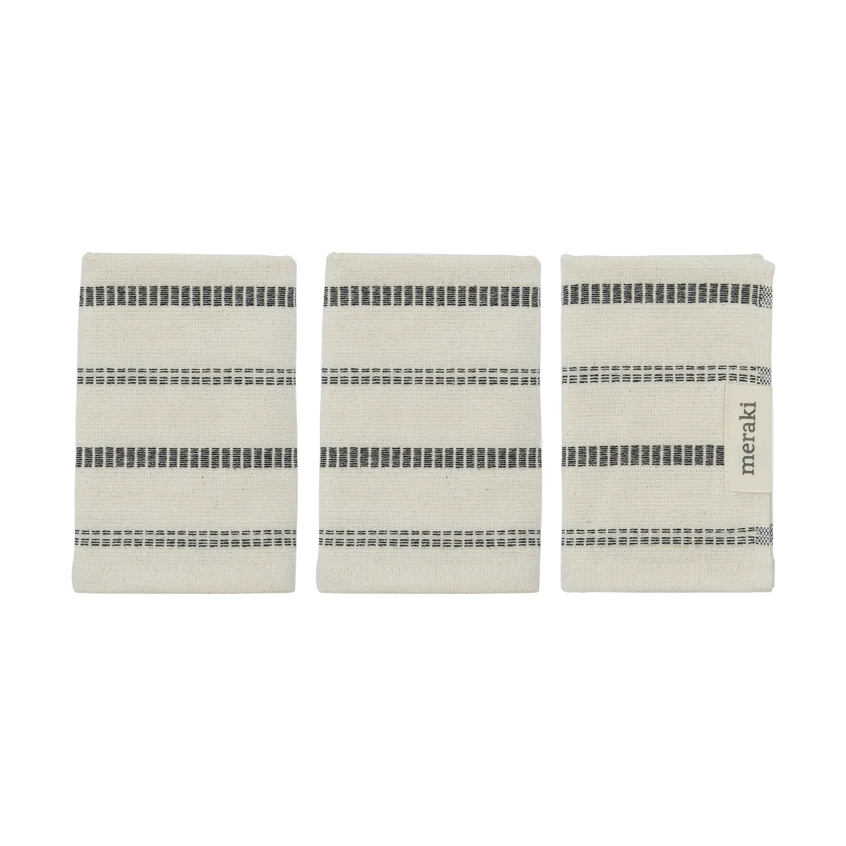 Meraki - True Waschlappen, 30 x 30 cm, off-white / schwarz (3er-Set)