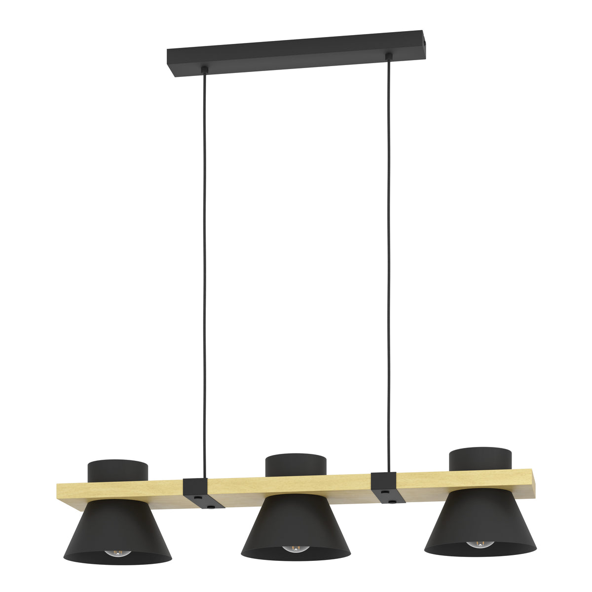 EGLO hanglamp Maccles - e27 - 78 cm - zwart/bruin - hout
