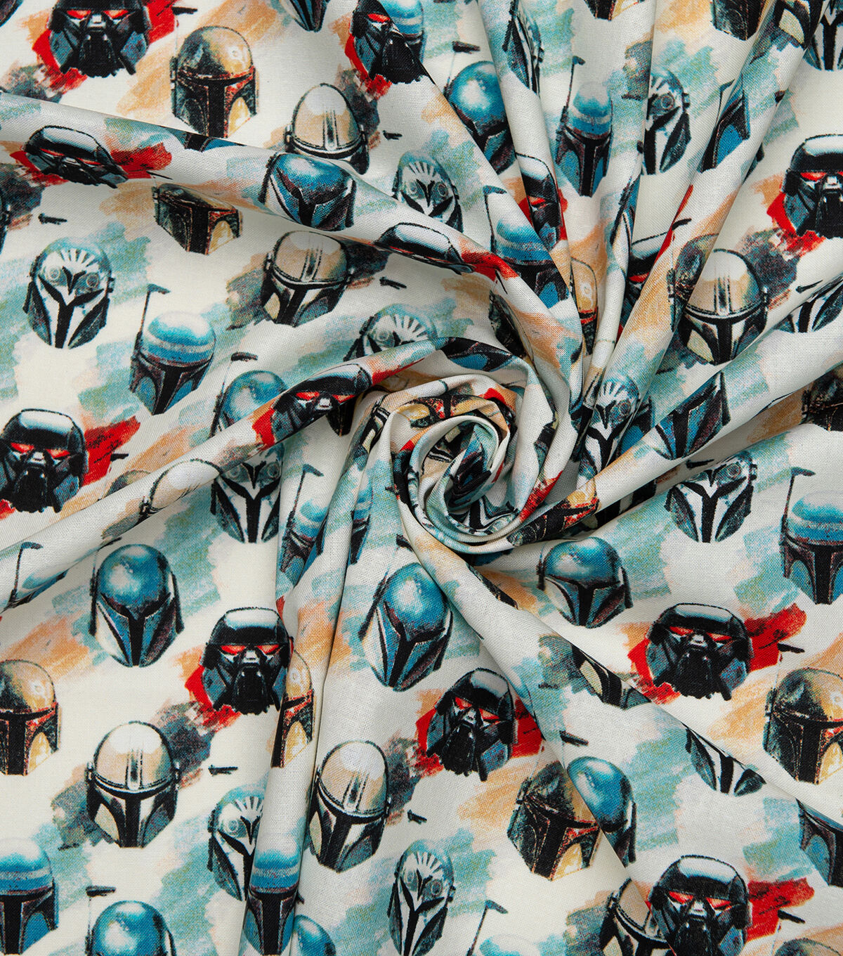 Mandalorian Watercolor Helms Cotton Fabric