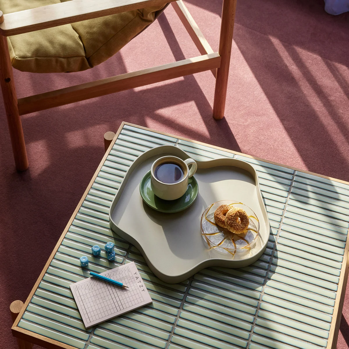 Hübsch Interior - Tile Couchtisch, Eiche / mint