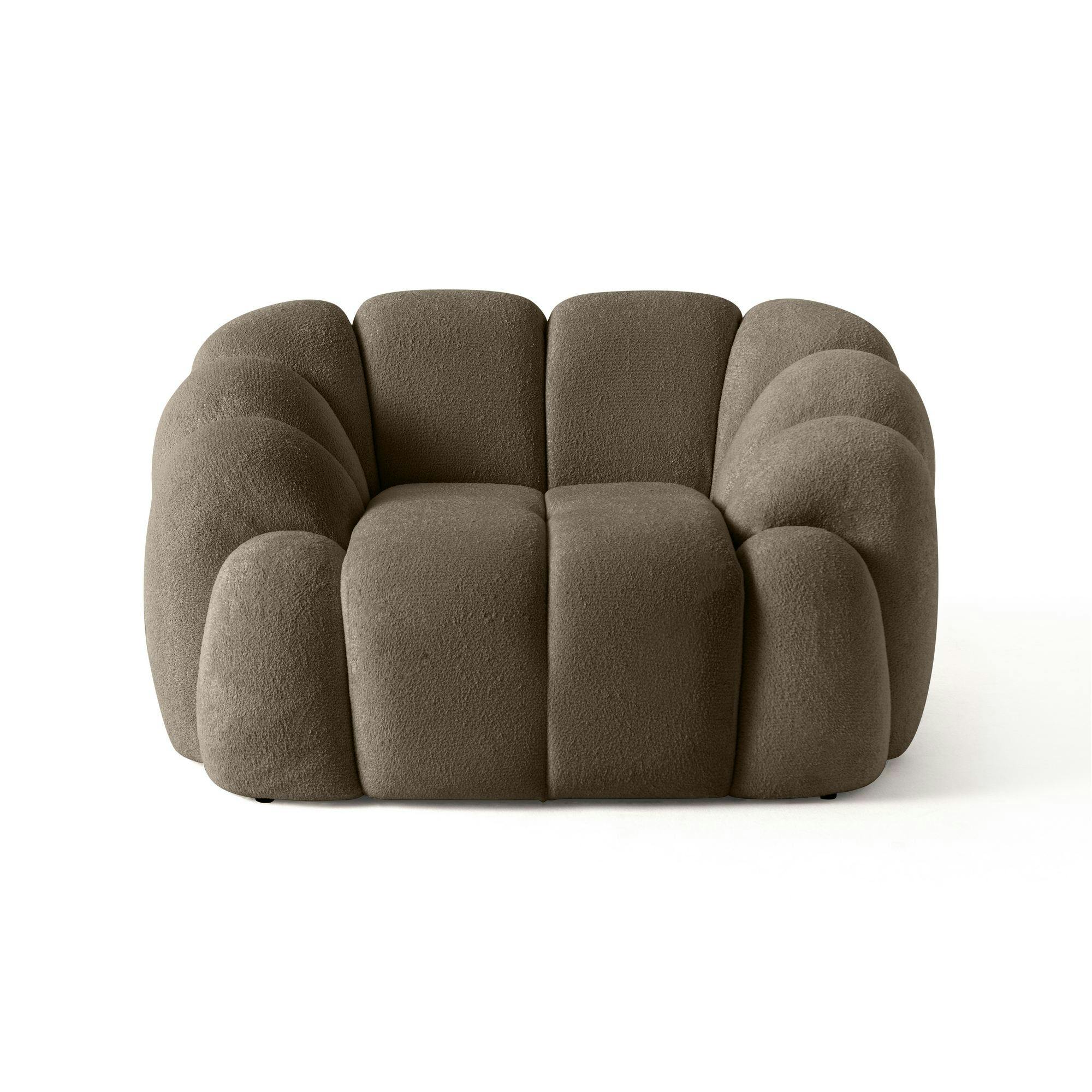 Fauteuil de salon taupe design arrondi ONDA