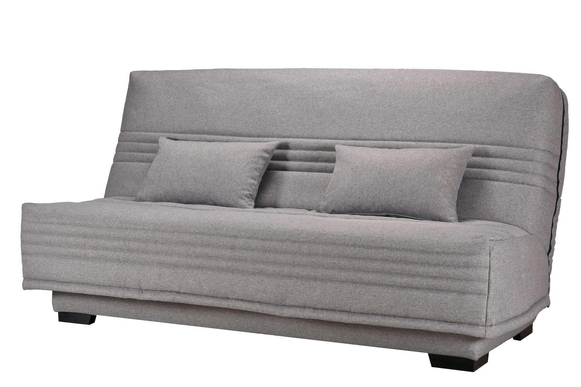 GUIDEL - Banquette clic-clac, matelas 17 cm en tissu polyester gris clair