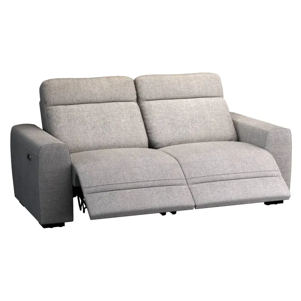 Bank James elektrisch verstelbaar 3-zits - stof Belfast - grijs