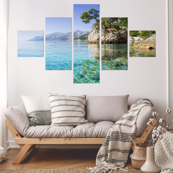 Obraz 5-Częściowy Do Salonu Widok Na Morze Pejzaż 150x90cm
