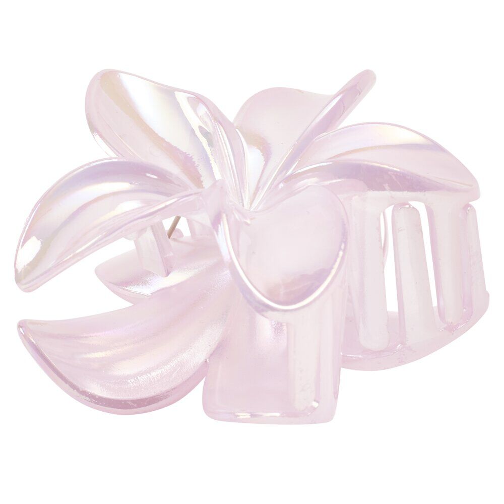 Pince cheveux fleur de tiaré plastique rose L10cm