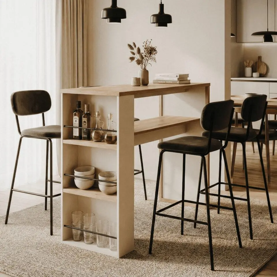 Calicosy - Barmeubel NOLAN - licht hout 110x55x138 cm