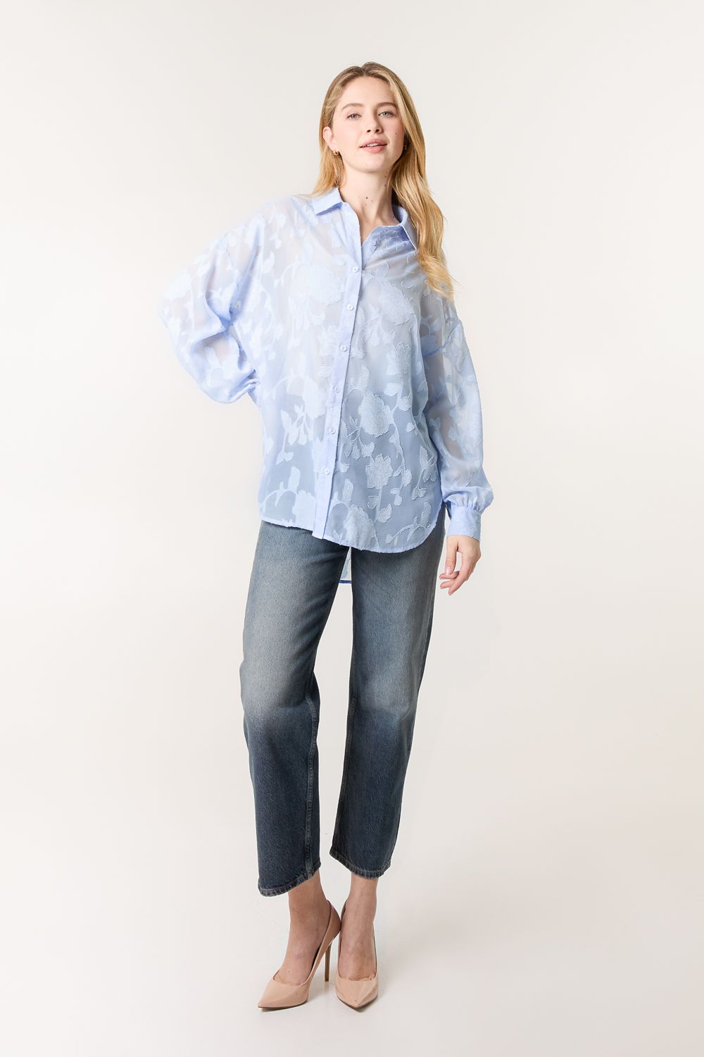 Blue Vanilla Sheer Devore Shirt