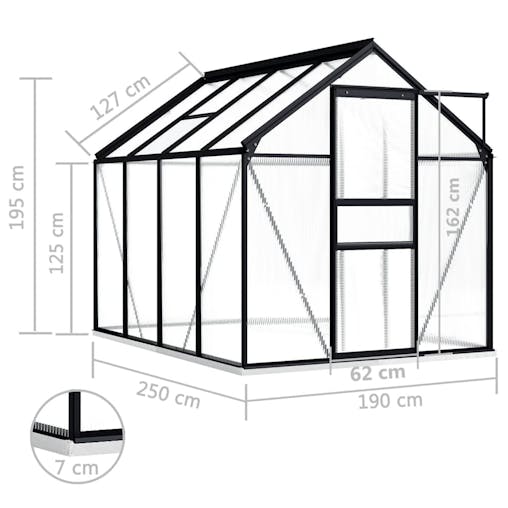 NNEVL Greenhouse with Base Frame Anthracite Aluminium 4.75 m&sup2;