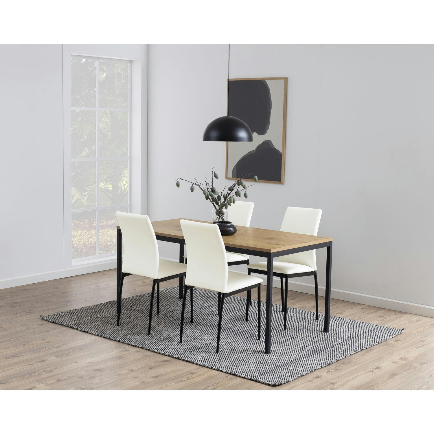 JULIA - Lot de 4 chaises de salle à manger en similicuir blanc