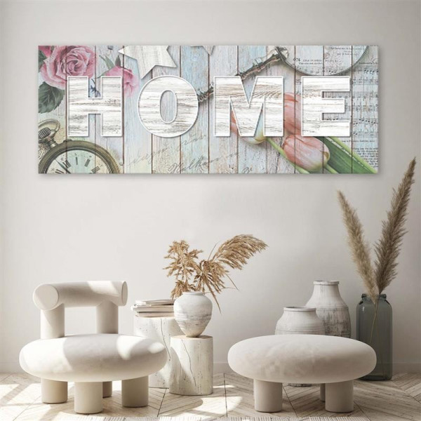Feeby Obraz na płótnie, Rustykalny styl napis Home 90x30
