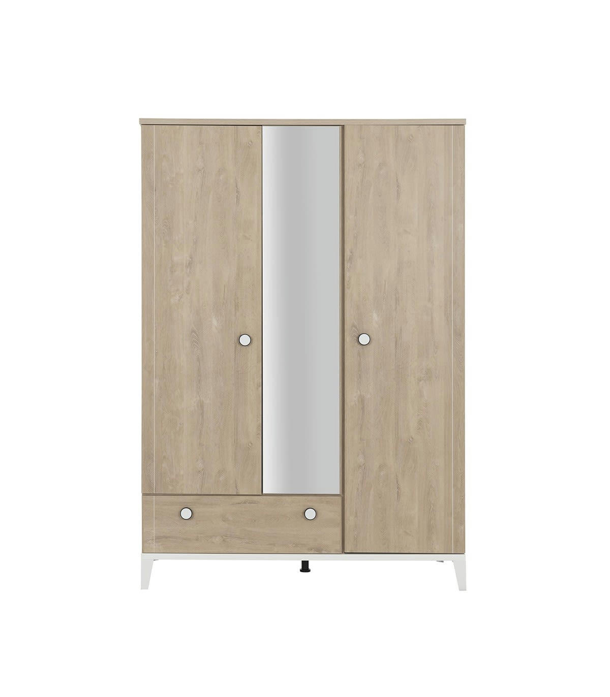 MARCEL - Armoire 3 portes 1 tiroir effet bois Enfant 136 x 195cm
