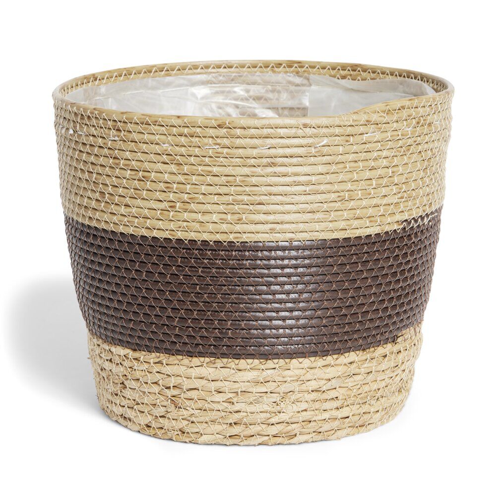 Cache pot en corde dégradé marron beige Ø26,5xH23cm