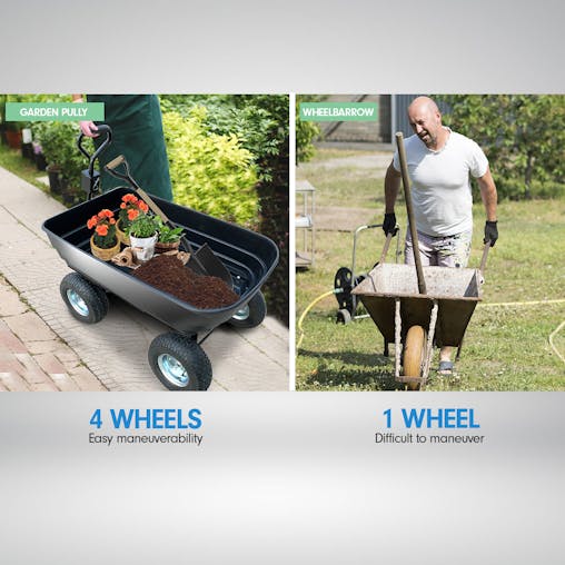 NNEDPE Garden Dump Cart Dumper Wagon Carrier Wheel Barrow125L