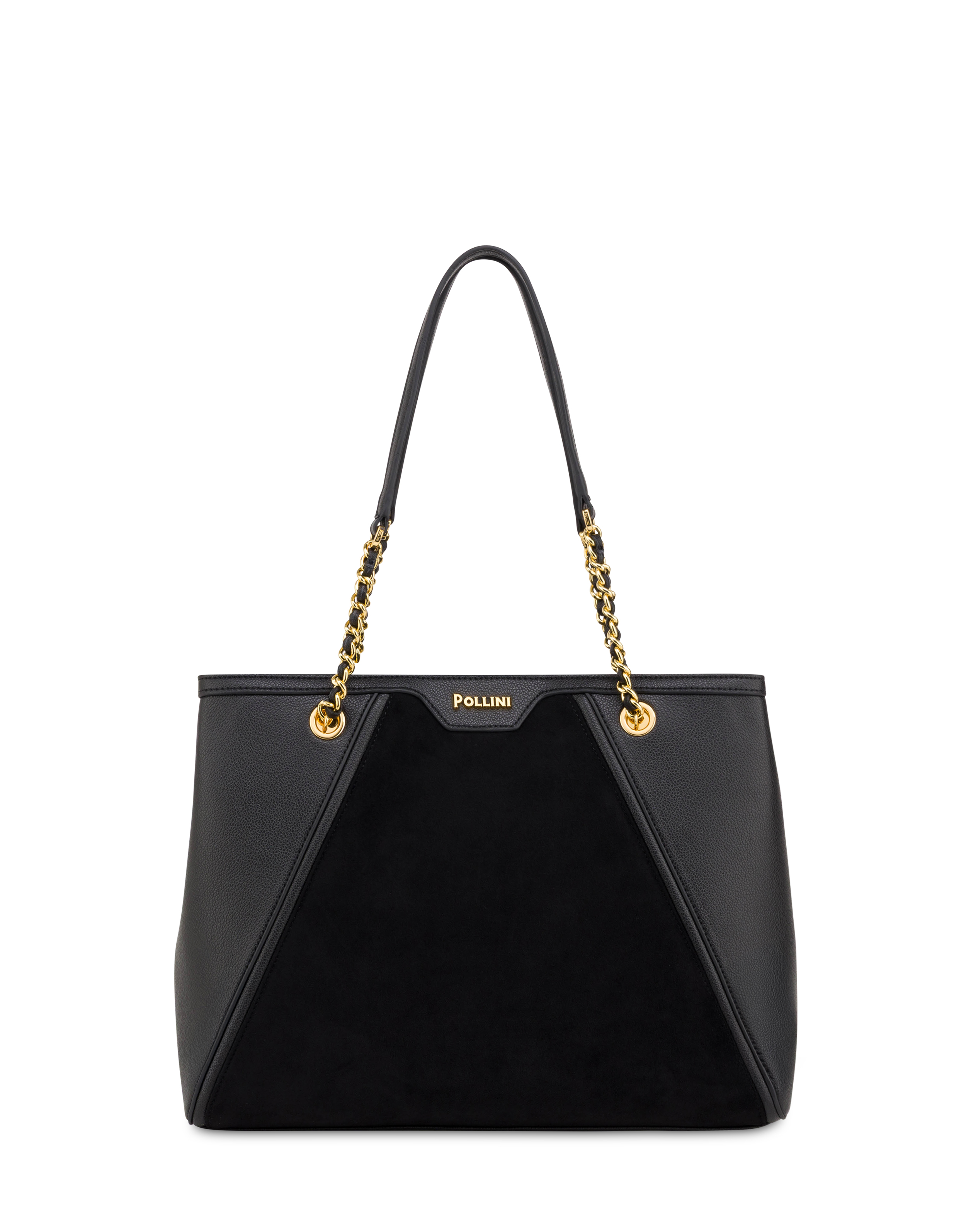 Shopping Bag Frame In Mini Grained Pu E Fabric Suede Nero/nero