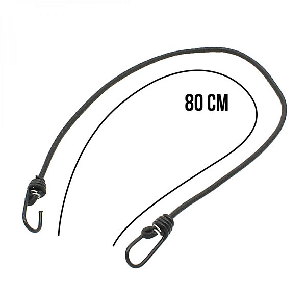 Lot de 10 tendeurs sandows élastiques avec 2 crochets - 80 cm - Noir - Linxor