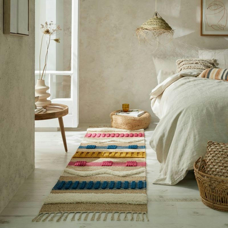 MEDINA - Tapis en jute à reliefs crème  Multicolore 60 x 230