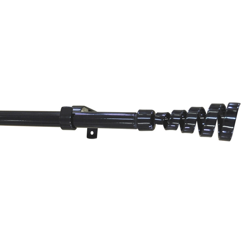 Kit tringlerie en métal Ø 19 - 16 mm extensible avec embout Rythm noir brillant 1,2 à 2,1 m MOBOIS
