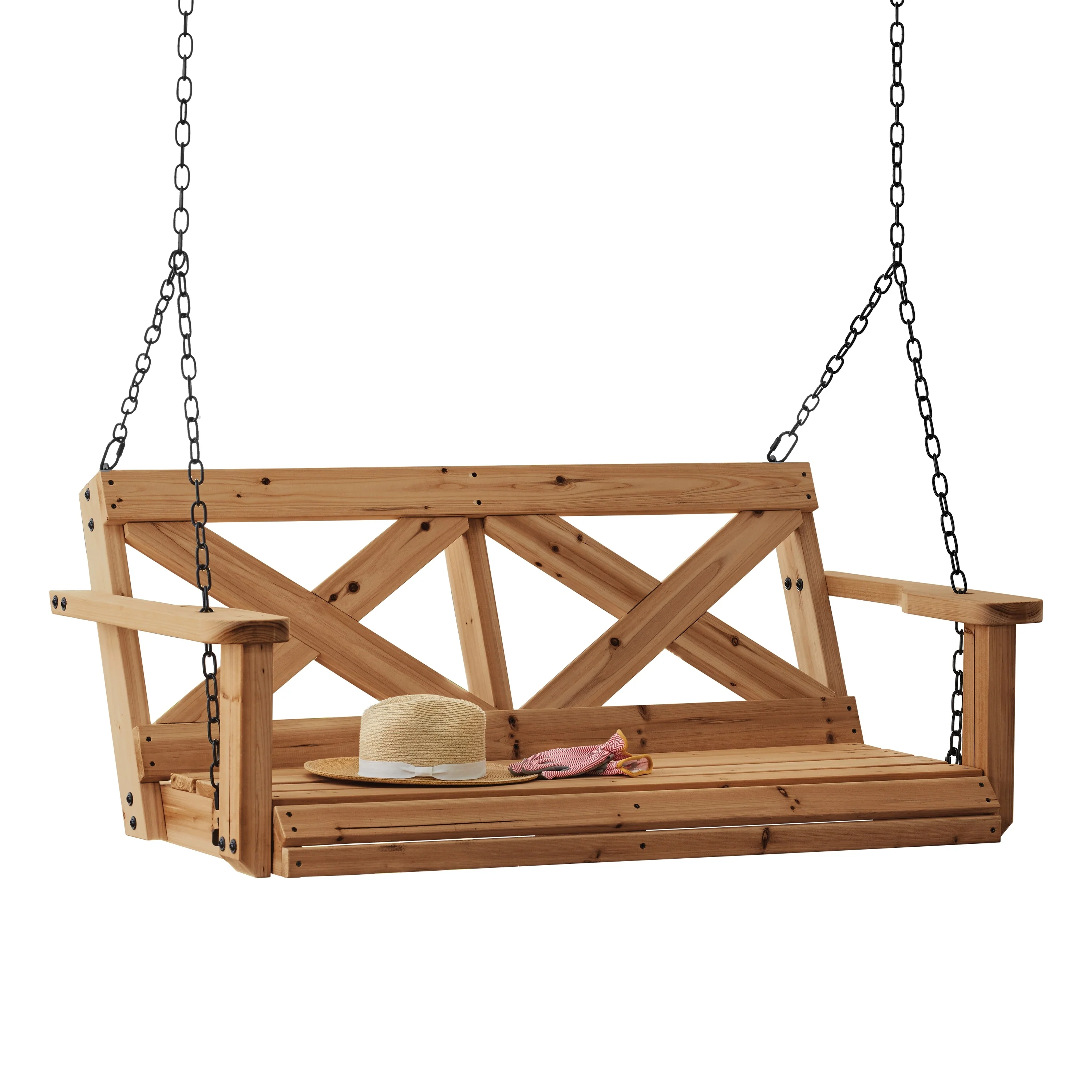 Backyard Discovery 55 Cedar Wood Farmhouse Porch Swing, 2-Seater - 4'7 x 2'4