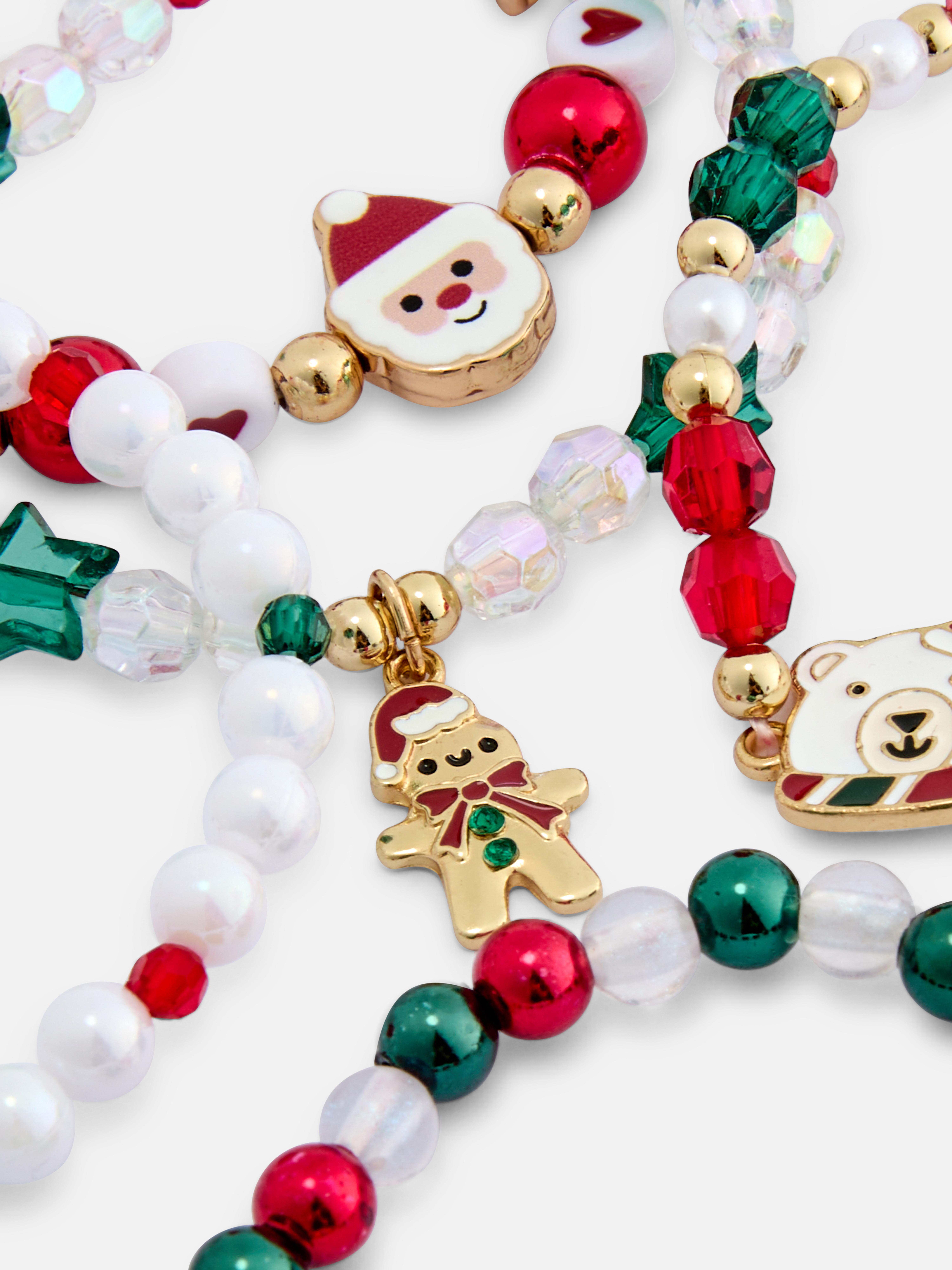 5pk Christmas Beaded Bracelets