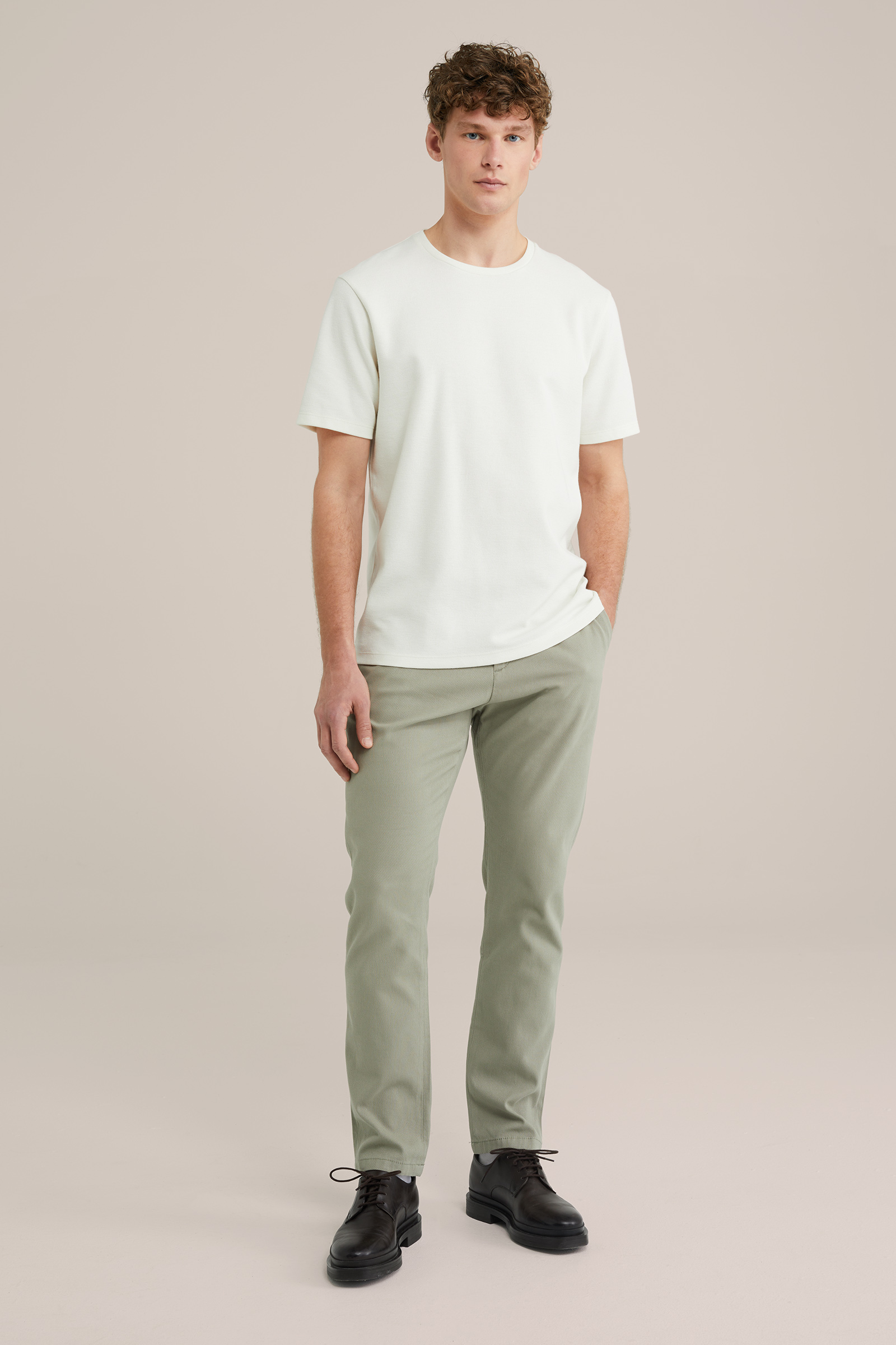 Heren Slim fit chino met structuur