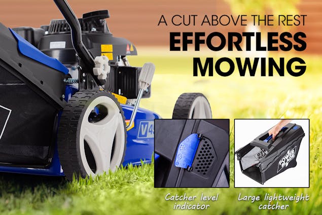 NNEMB Lawn Mower 139CC 17-Petrol Powered Push Lawnmower 4 Stroke Engine