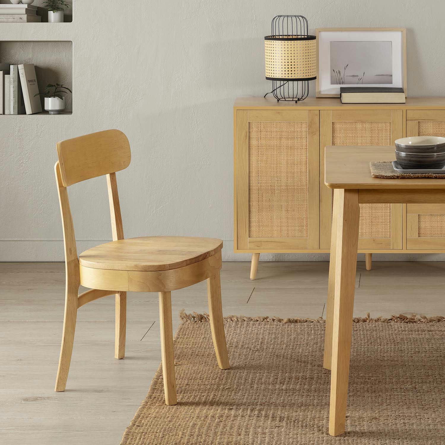 NALA - Pack de 2 chaises couleur chêne, bois massif