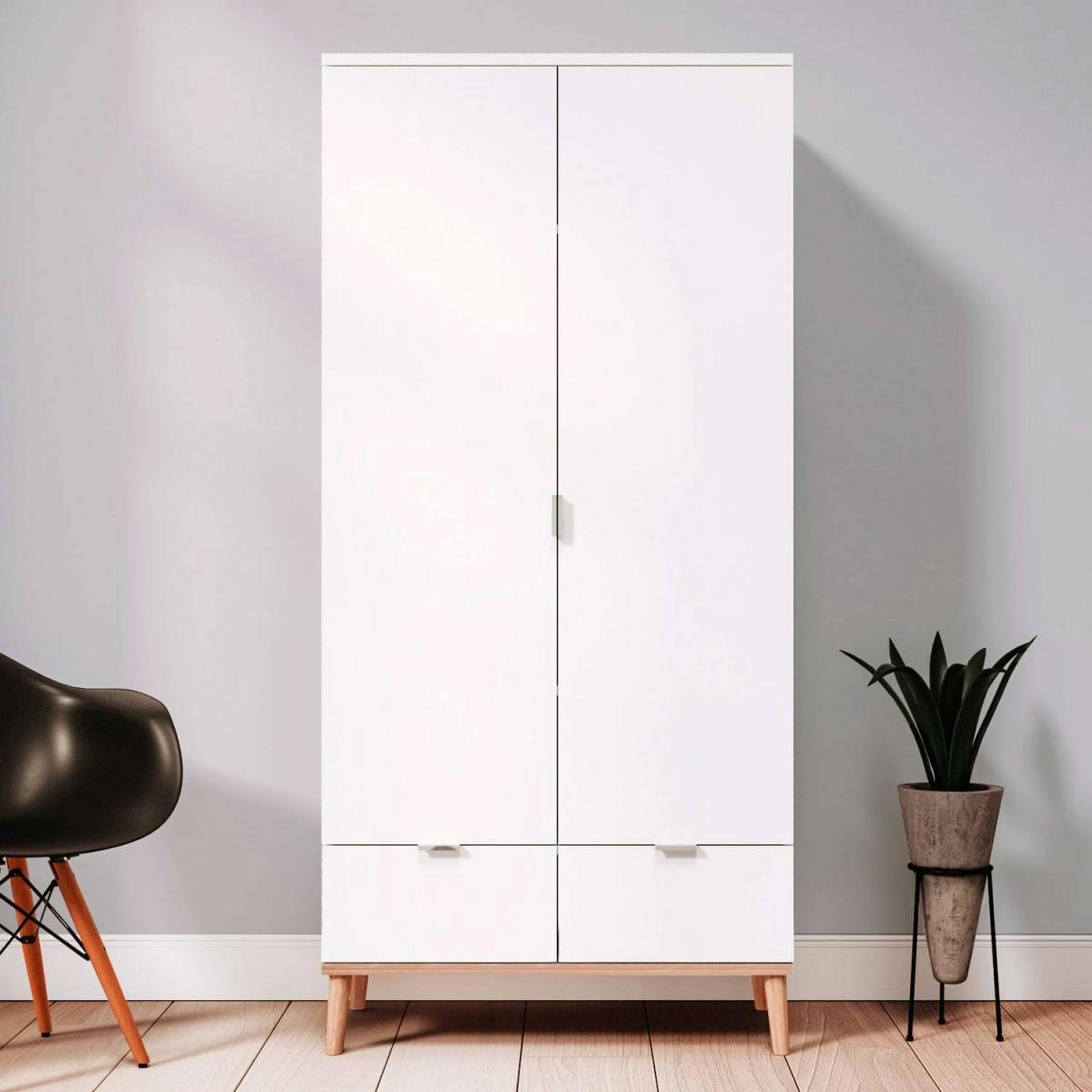 - Armoire de rangement 2 portes en bois Blanc 180x90x55cm