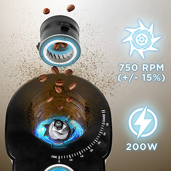 BG200 Moulin à café électrique 200W 35x réglages mouture Capacité 200 g Acier inox Jusqu'à 12 tasses de café Duronic