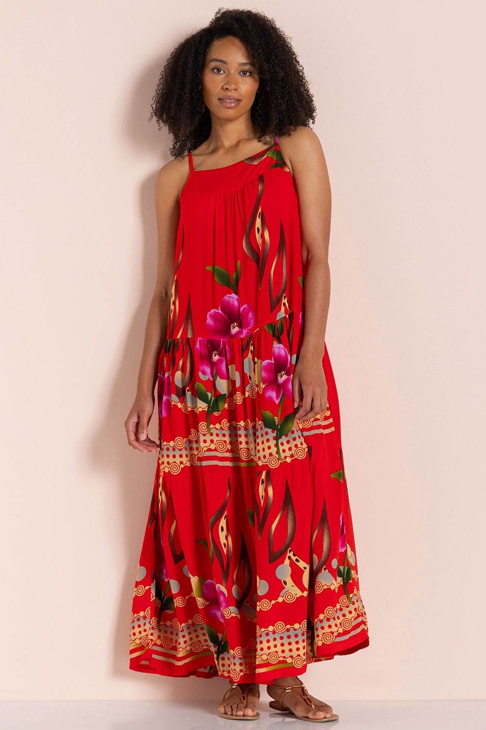 Klass. Printed Strappy Maxi Dress