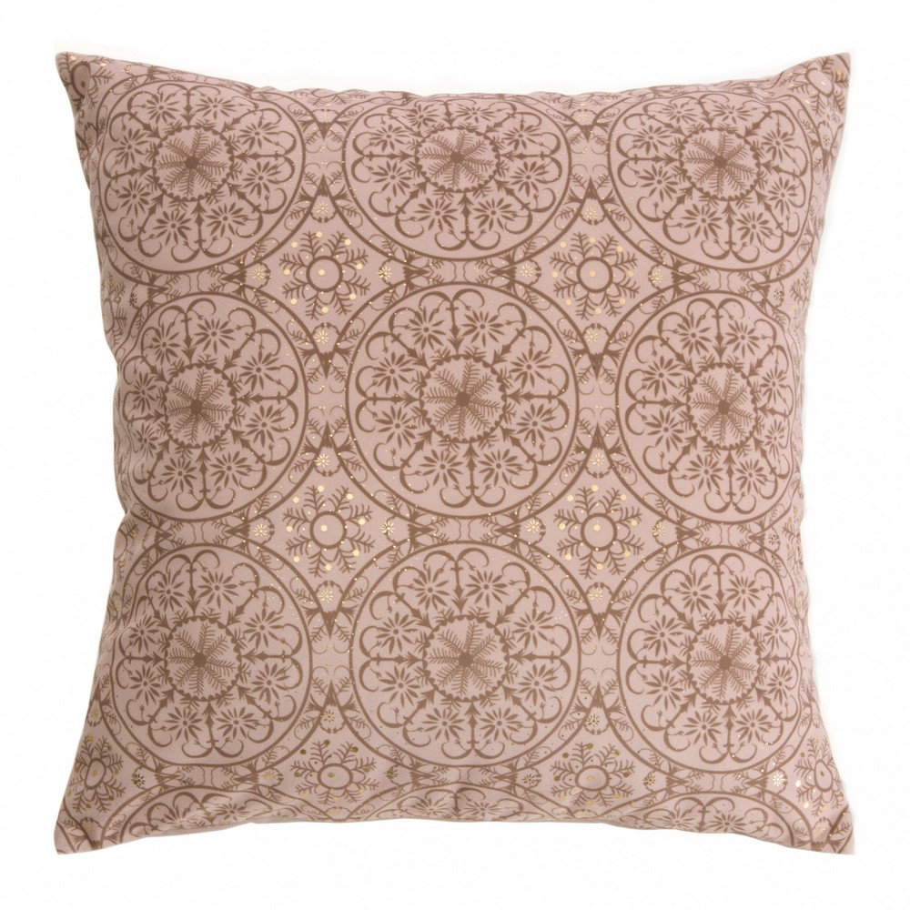 Poszewka 45x45 10 pudrowa beżowa rozety welurowa ornamenty
