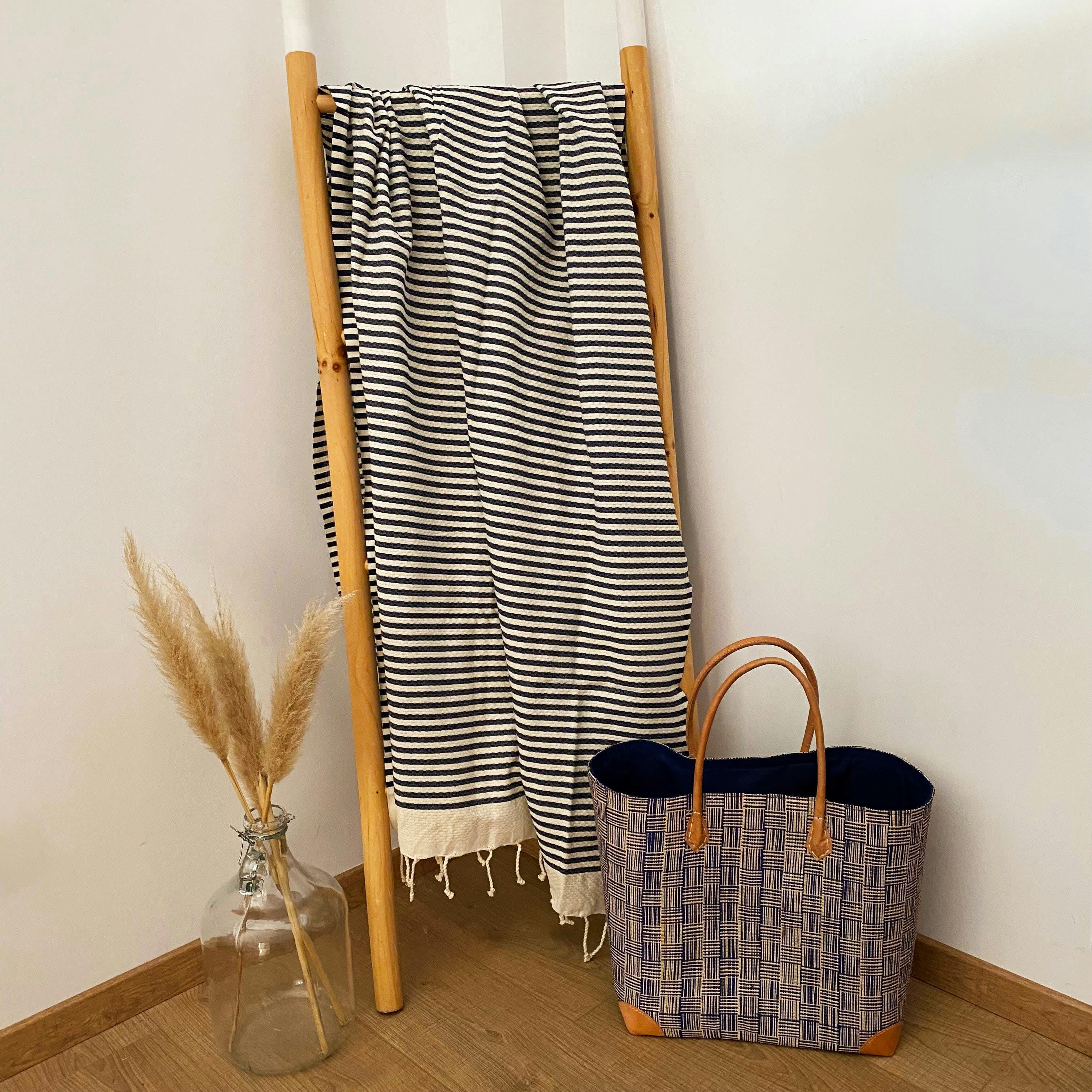 Nid d'abeille - Fouta traditionnelle Yadara Navy 100x200