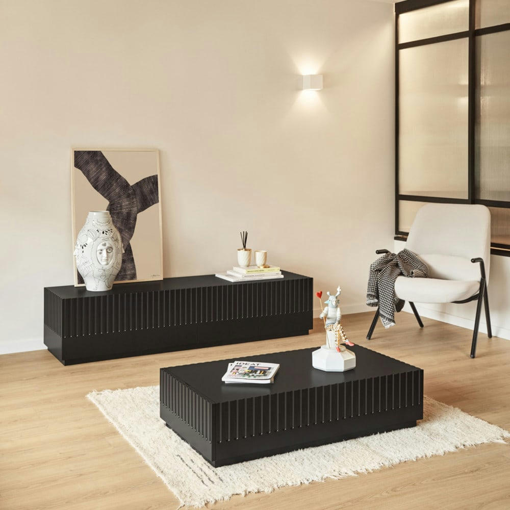 DORIC - Table basse en bois noir
