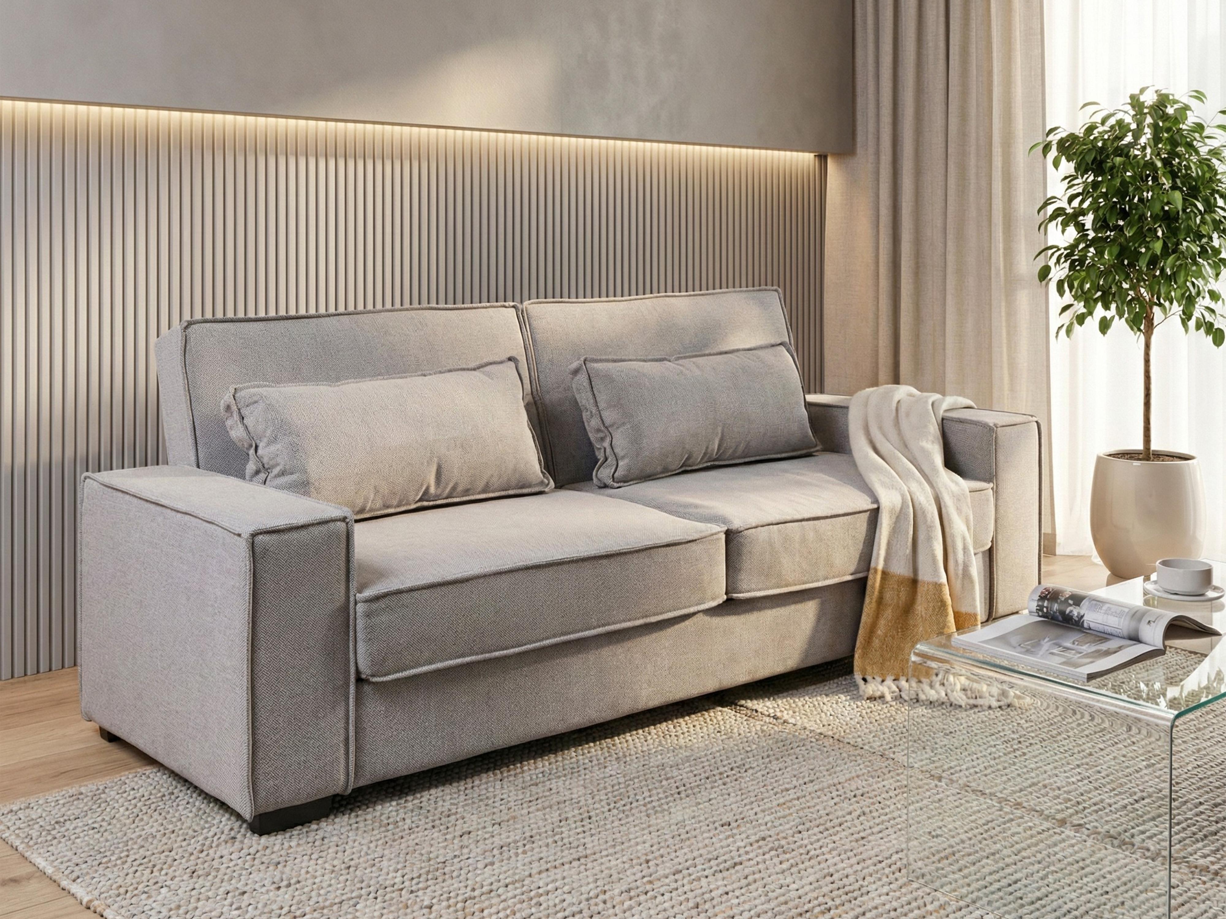 Sofa Bed 3 Seater AROLE Fabric Grey