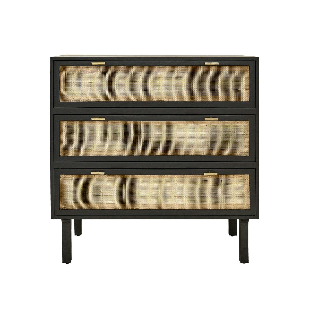 BLAISE - Commode en manguier massif et cannage noire 90 cm