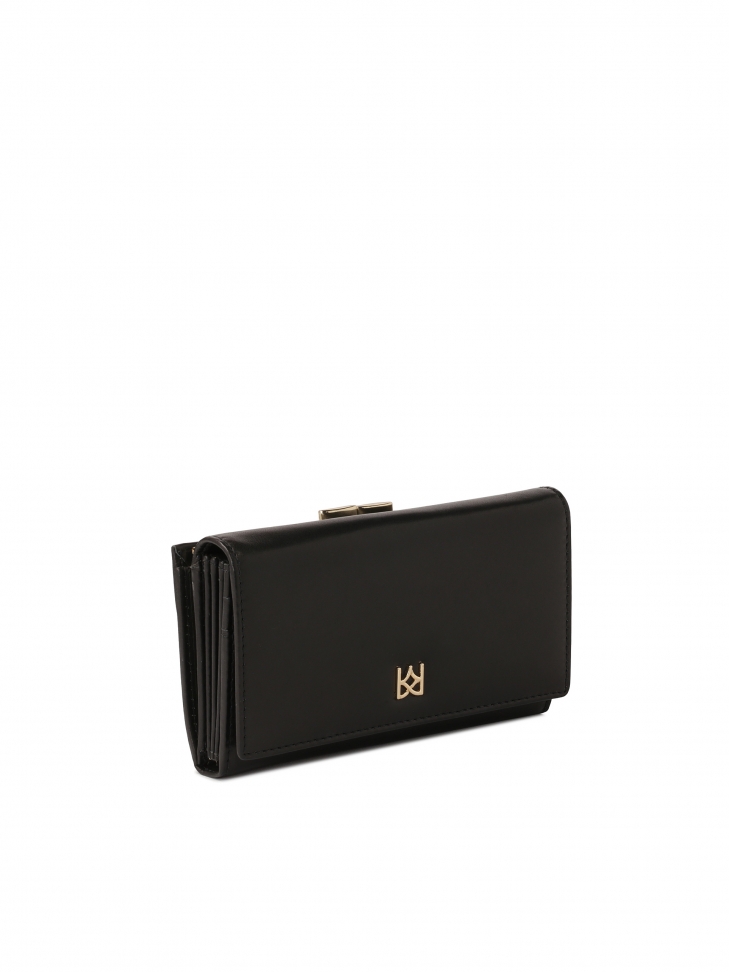 Elegant black wallet made of natural leather