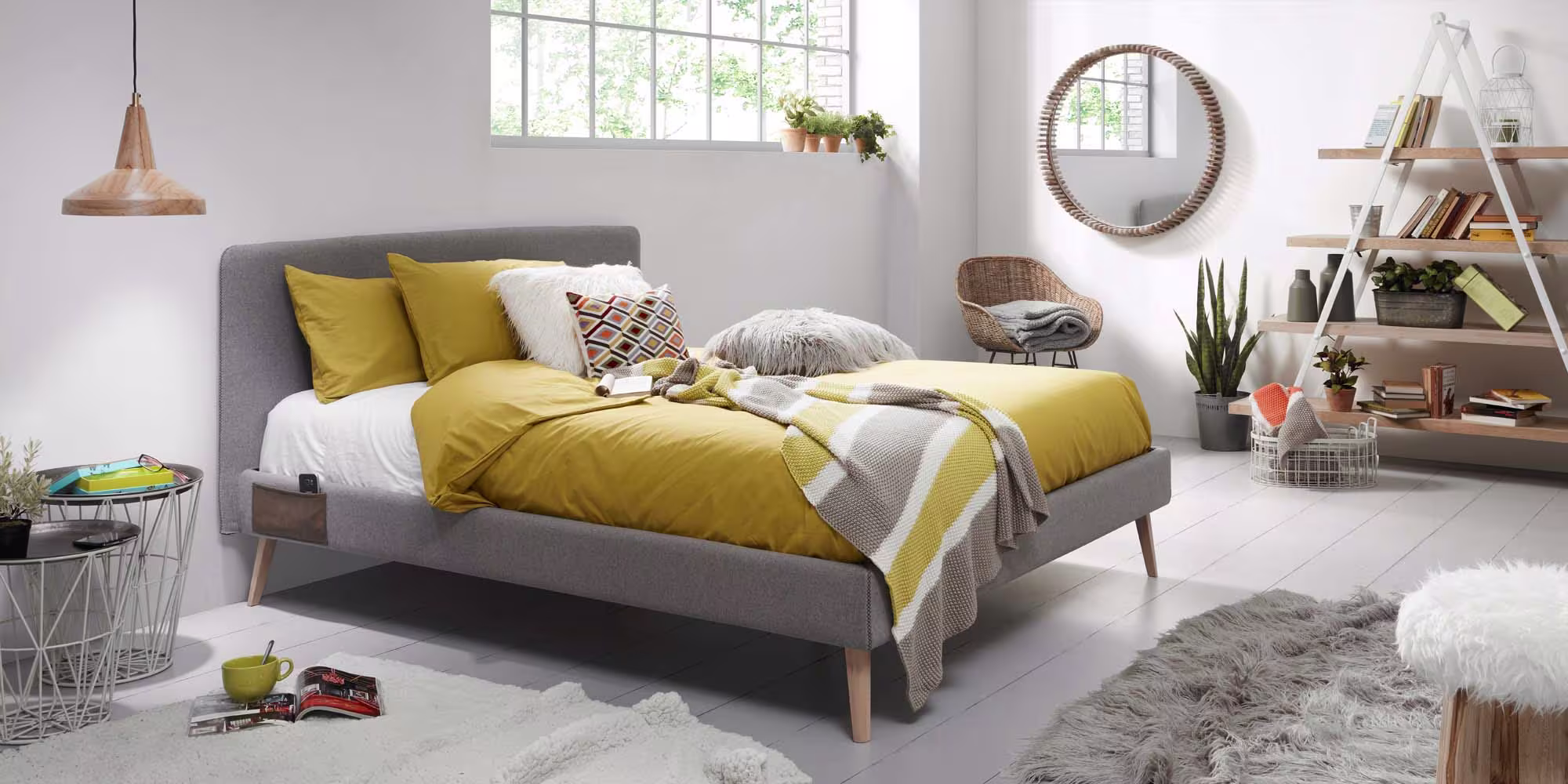 Cabecero desenfundable Dyla gris para cama de 160 cm