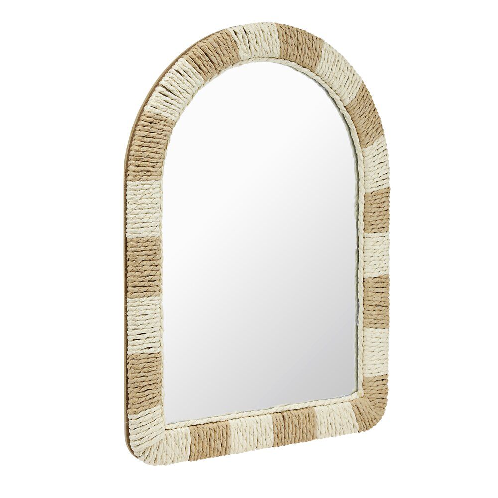 Miroir mural forme arche cadre tressé beige et marron 30xH40cm