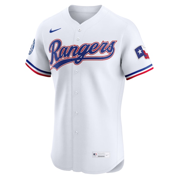 Texas Rangers Nike Home Elite Sponsor Patch Custom Jersey - White
