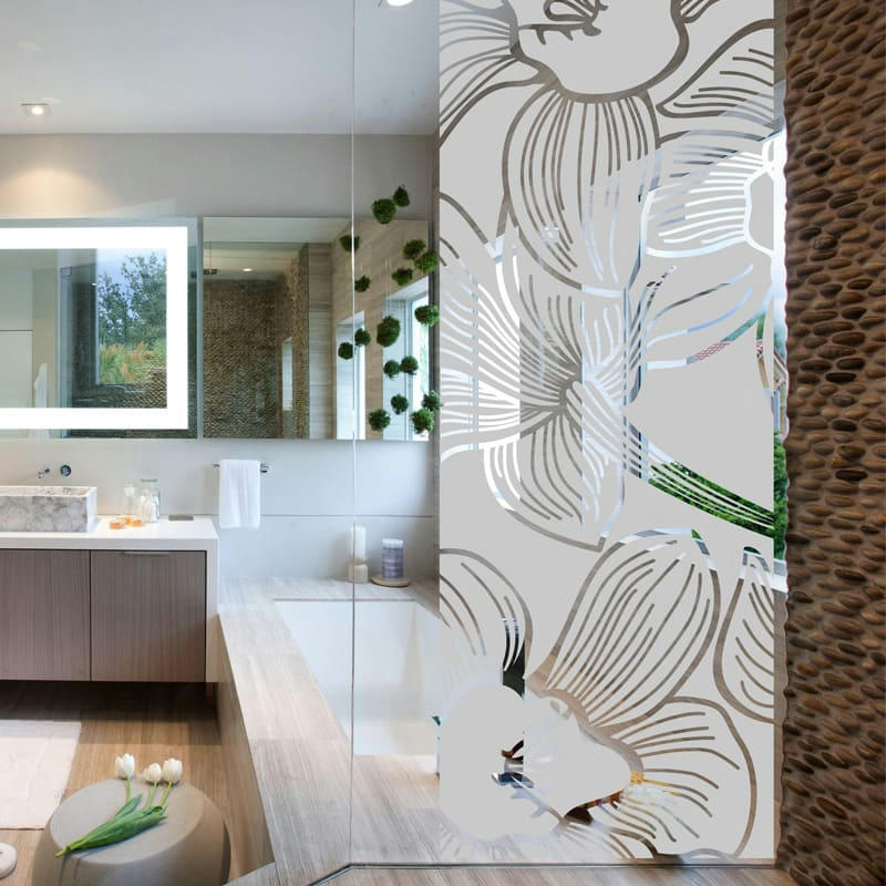 - Film Occultant fleur d'orchidée 1 pour Vitre/Douche 55x185cm