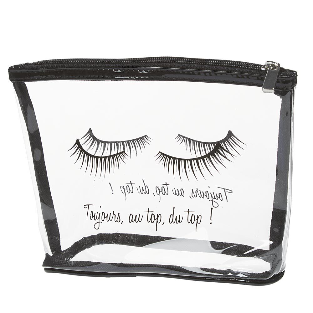 Trousse de toilette en plastique transparent imprimé noir