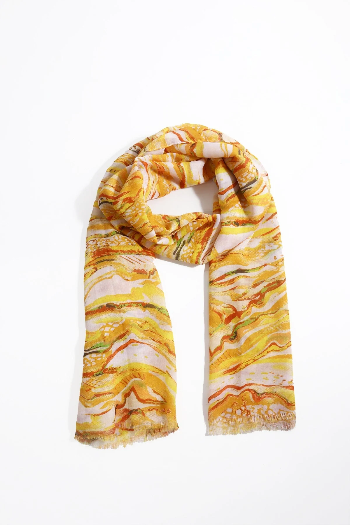 Yellow Wave Print Scarf