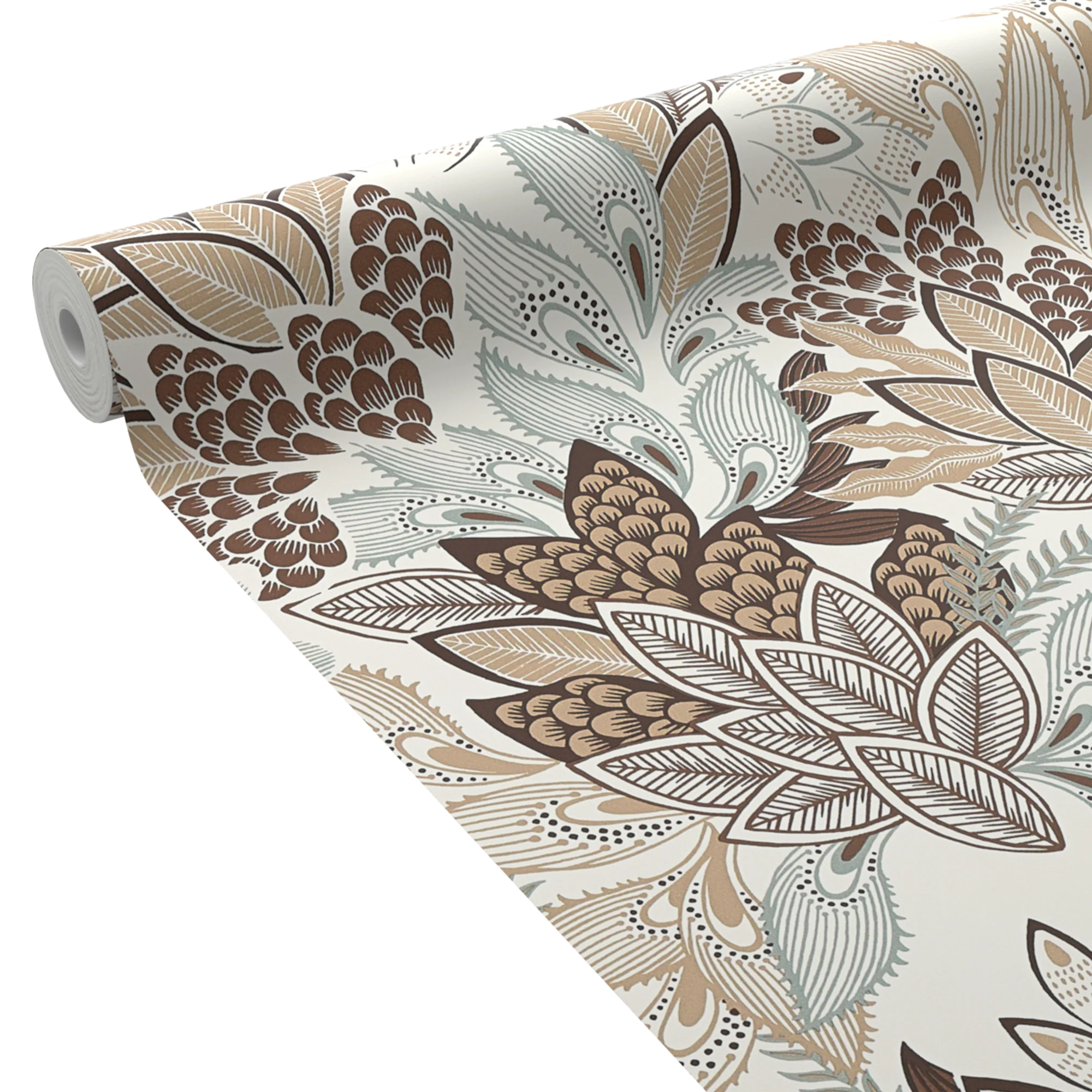Papier peint intissé PALMYRA beige rosé, marron et bleu grisé