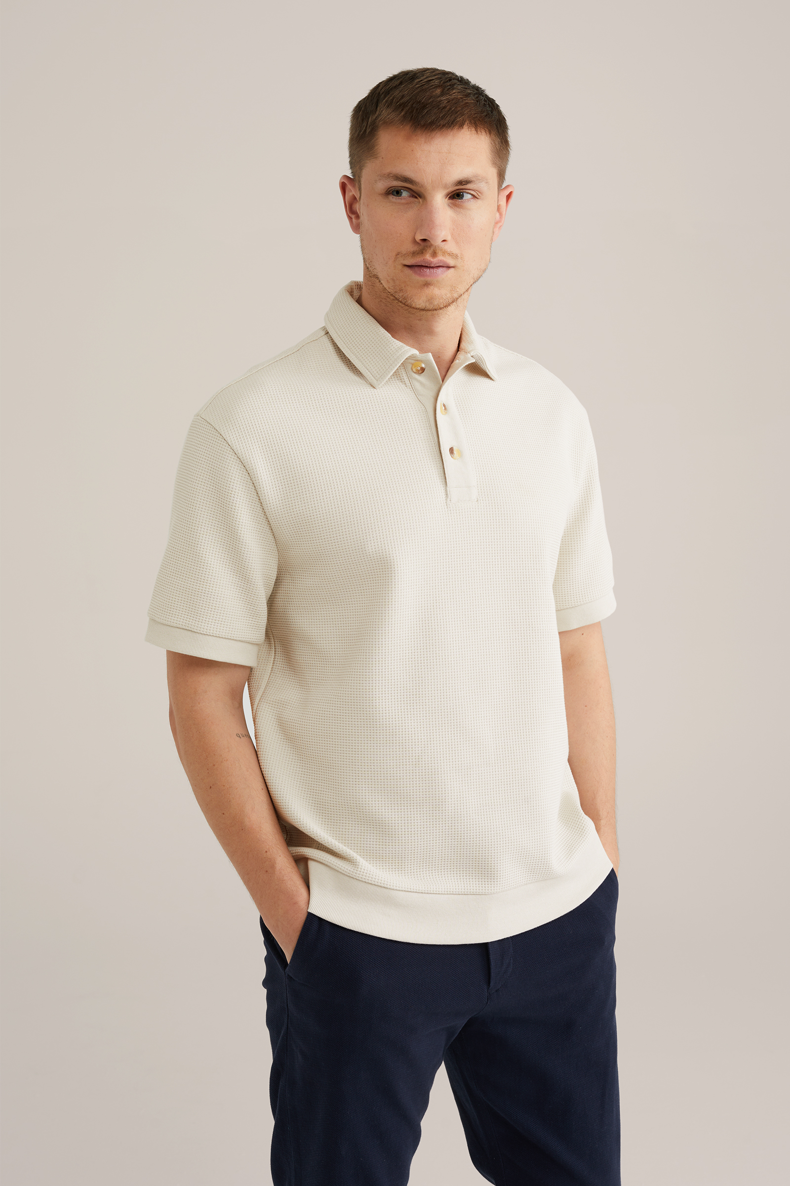 Heren Loose fit polo met structuur