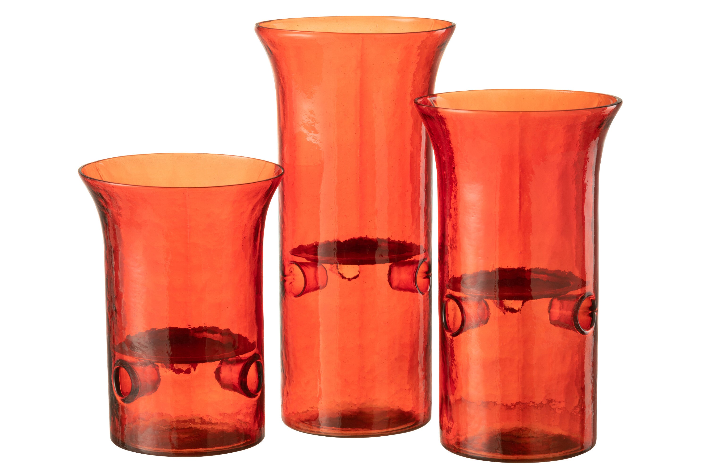 J-Line kaarshouder Bord - glas metaal - rood - 3 stuks