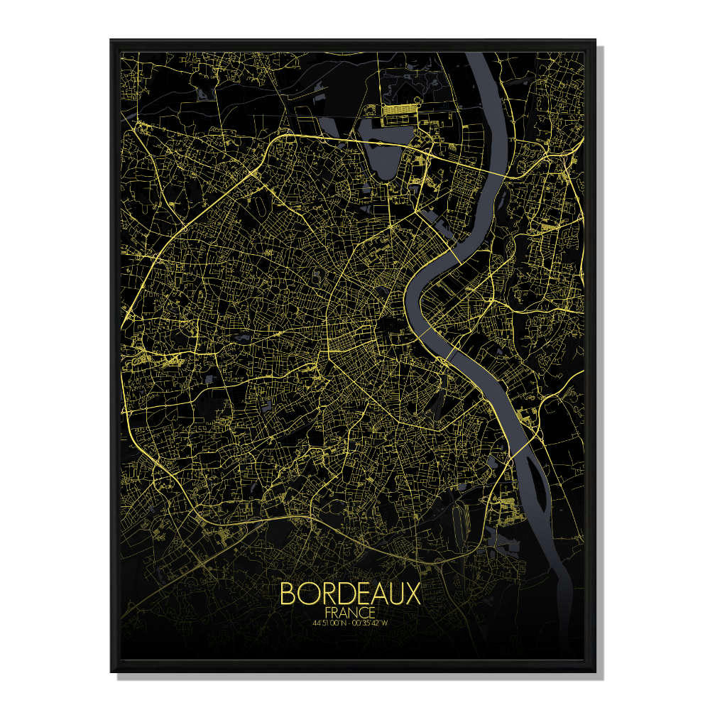 - Affiche Bordeaux Carte Nuit 40x50