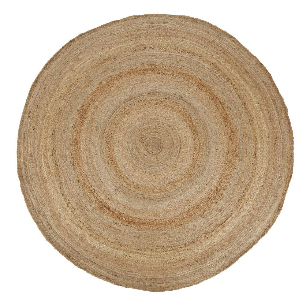 BRAGA - Tapis rond tressé en jute beige D200