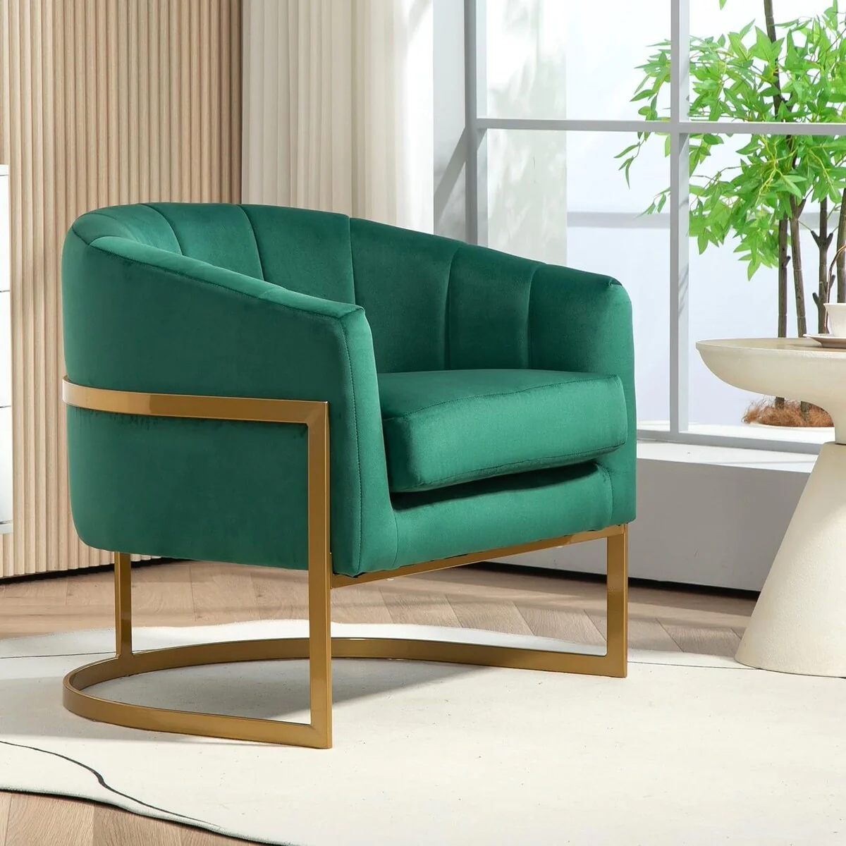 Modern Accent Armchair Luxury Gold Frame and Multi-colored Velvet Material Infuse Elegant Flair