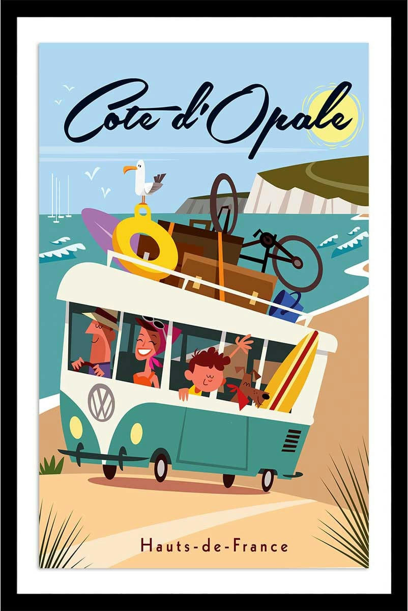 - Affiche Côte d'Opale avec cadre noir 40x60 cm