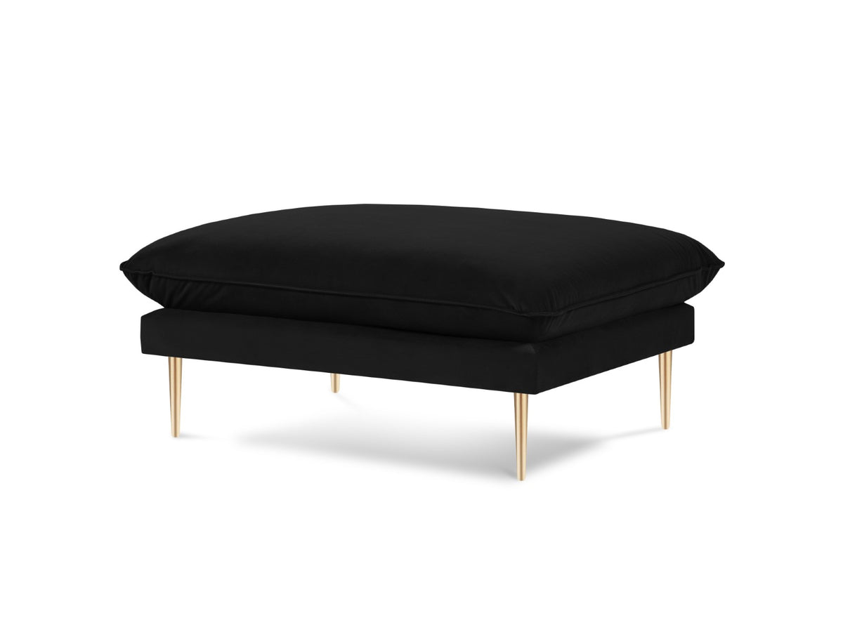 Cosmopolitan Design Poef Vienna flueel, zwart - 73x93x43cm